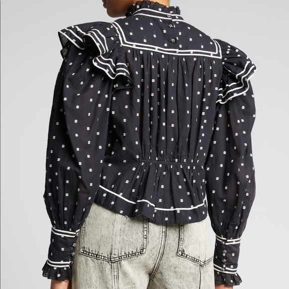 🌸NWT ulla johnson ester blouse in eclipse dot - Picture 2 of 13